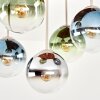Boho kogellampje Gastor met houten lamellenplaat en 5 glazen bollen, ø 15 cm, E14