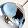 Boho-plafondlamp Gastor met 5 bonte glazen bollen, houten lamellen, ø 15 cm, E14