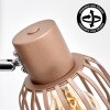 Wandlamp Keldor met bruine metalen kooikap, draai- en zwenkbare lampkop voor de leeshoek
