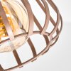Wandlamp Keldor met bruine metalen kooikap, draai- en zwenkbare lampkop voor de leeshoek
