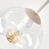 Boho cluster-plafondlamp Koyoto met 5 heldere glazen bollen aan houten lamellenplaat