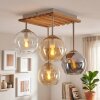 Boho Kogellampje Koyoto met 4 glazen bollen in amber, chroom en helder voor de eettafel