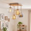 Boho Kogellampje Koyoto met 4 glazen bollen in amber, chroom en helder voor de eettafel