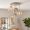Plafondlamp Gastor met cluster 4 glazen bollen in amber, helder en rookkleurig, ø 15 cm, E14