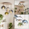 Cluster-plafondlamp Gastor met glaskappen in blauw, chroom, groen, helder en rook, ø 15 cm