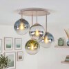 Cluster-plafondlamp Gastor met glaskappen in blauw, chroom, groen, helder en rook, ø 15 cm