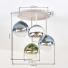 Cluster-plafondlamp Gastor met glaskappen in blauw, chroom, groen, helder en rook, ø 15 cm