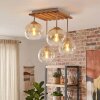 Cluster-plafondlamp Koyoto met vier amberkleurige en heldere glazen bollen voor de eettafel