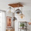Plafondlamp met glazen bollen Koyoto met houten lamellenplaat, 4 lichtpunten