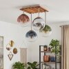Plafondlamp Gastor met 4 glazen bollen in blauw, chroom, groen, helder, koper en rookglas