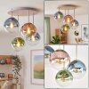 Moderne cluster-plafondlamp Gastor met bollen in blauw, groen, helder en koper