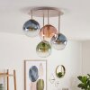 Moderne cluster-plafondlamp Gastor met bollen in blauw, groen, helder en koper