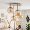 Zandkleurige cluster-plafondlamp Koyoto met 4 amberkleurige glazen bollen ø 15 cm