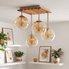 Cluster-plafondlamp Gastor met 4 amberkleurige, heldere glazen bollen in bohostijl