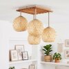 Natuurlijke Boho cluster-plafondlamp Basto, 4 gevlochten bamboekappen