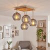 Koyoto 4-lichts plafondlamp met 4 bolkappen, retro voor woonkamer en eetkamer