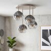 Moderne cluster-plafondlamp Koyoto met 4 geribbelde rookglazen kappen van ø 15 cm