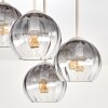 Moderne cluster-plafondlamp Koyoto met 4 geribbelde rookglazen kappen van ø 15 cm