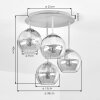 Moderne cluster-plafondlamp Koyoto met 4 geribbelde glazen bollen in amber en helder