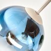 Kogelplafondlamp Koyoto met houten lamellenplaat en 5 glazen kappen