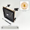 Boho plafondlamp Gastor met houten lamellenplaat en 5 amberkleurige glazen bollen