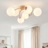 Chehalis 6-lichts plafondlamp met bollen, G9, Ø 64 cm, modern vintage design, gebogen armen