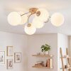 Moderne Kogel-plafondlamp Chehalis met 6 witte glazen kappen in clusteropstelling, G9