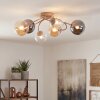 Moderne cluster-plafondlamp Chehalis met 6 glazen bollen in amber, helder en rookkleur