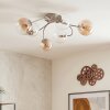 Moderne cluster-plafondlamp Chehalis met 6 glazen bollen in amber en helder, ø 12 cm