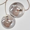 Moderne Cluster-plafondlamp Chehalis met zes rookglazen bollen in zandkleurig metaal