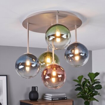 Chehalis moderne 5-lichts plafondlamp met bolkappen, G9, rond, ø 45 cm