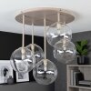 Moderne Plafondlamp Chehalis met 5 heldere glazen bollen ø 15 cm voor de eettafel