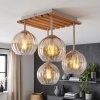 Plafondlamp Koyoto met 4 amber geribbelde glazen bollen voor eettafel