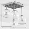 Plafondlamp Koyoto met 4 amber geribbelde glazen bollen voor eettafel