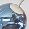 Moderne Cluster-plafondlamp Chehalis met zes blauwe, groene en koperkleurige glazen bollen