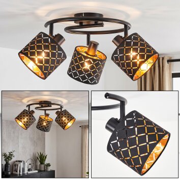 Tallaboa plafondlamp 3-lichts, draaibare plafondspot met rasterkappen