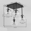 Cluster-plafondlamp Koyoto met 4 amberkleurige en heldere geribbelde glazen bollen