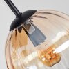 Cluster-plafondlamp Koyoto met 4 amberkleurige en heldere geribbelde glazen bollen