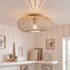 Scandinavische plafondlamp Oravi met open metalen kooiconstructie in zandkleur