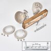 Plafondspot Herford met houten balk, boho stijl, draaibare en zwenkbare koppen
