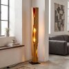 Moderne Vloerlamp Sernadelo met natuurlijke houten zuil en golvende openingen