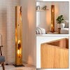 Boho-vloerlamp Sernadelo in natuurlijke kleuren met houten kolom en 4 E27-fittingen