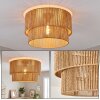 Boho plafondlamp Tamir met dubbele bruine cilindrische touwkappen in natuurlijke kleuren