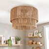 Boho plafondlamp Tamir met dubbele bruine cilindrische touwkappen in natuurlijke kleuren