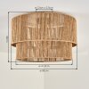 Boho plafondlamp Tamir met dubbele bruine cilindrische touwkappen in natuurlijke kleuren