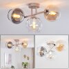 Moderne cluster-plafondlamp Koyoto met drie glazen bollen in rook, amber en helder
