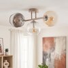 Moderne cluster-plafondlamp Koyoto met drie glazen bollen in rook, amber en helder