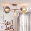 Moderne cluster-plafondlamp Koyoto met drie glazen bollen in rook, amber en helder