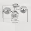 Moderne cluster-plafondlamp Koyoto met drie glazen bollen in rook, amber en helder