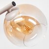 Moderne cluster-plafondlamp Koyoto met drie glazen bollen in rook, amber en helder
